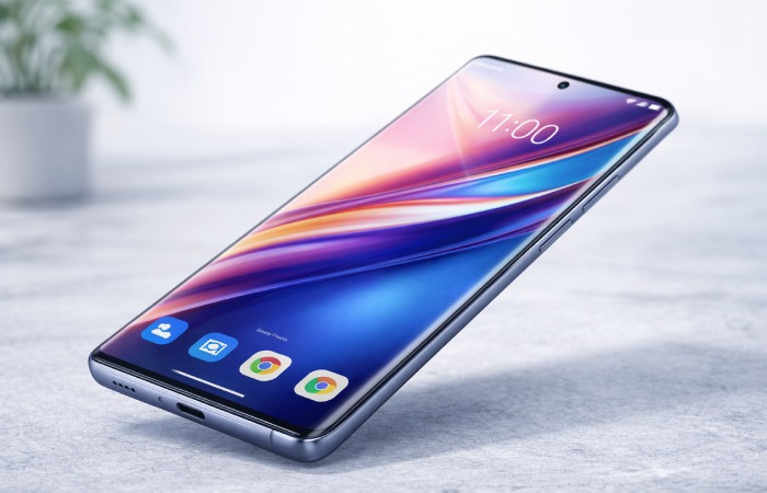 Motorola Edge 50 Pro 5G pOLED display showing vibrant colors and curved screen